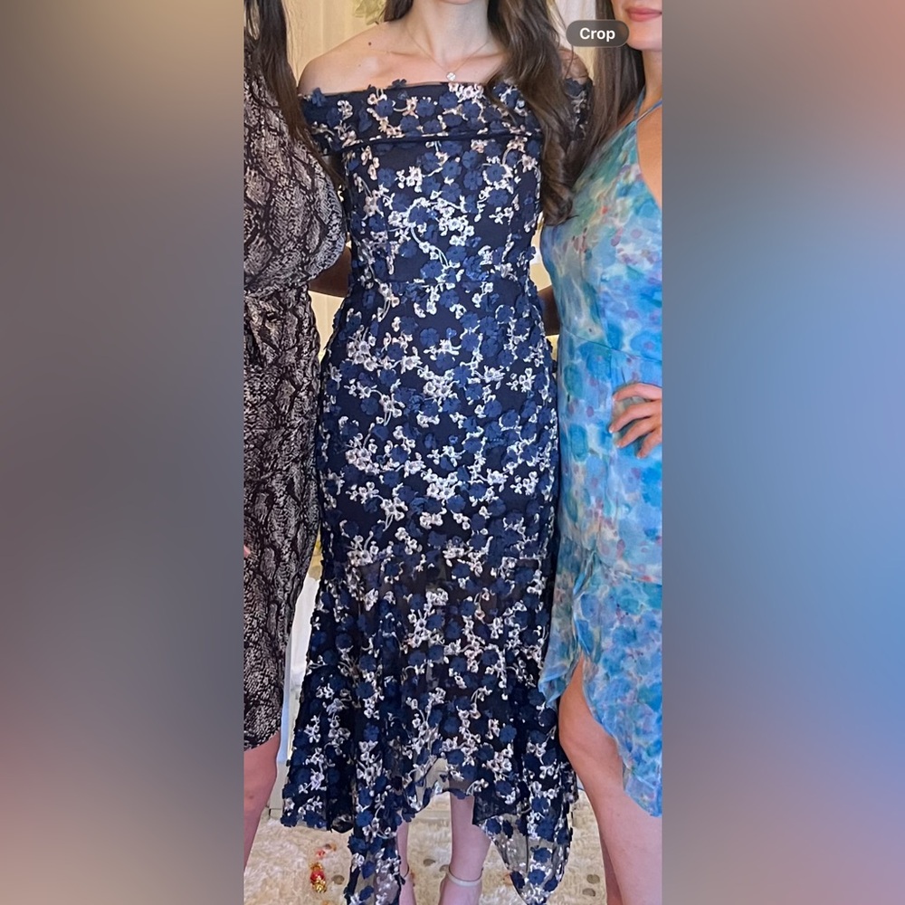 Xscape Navy and Pink Floral Dress